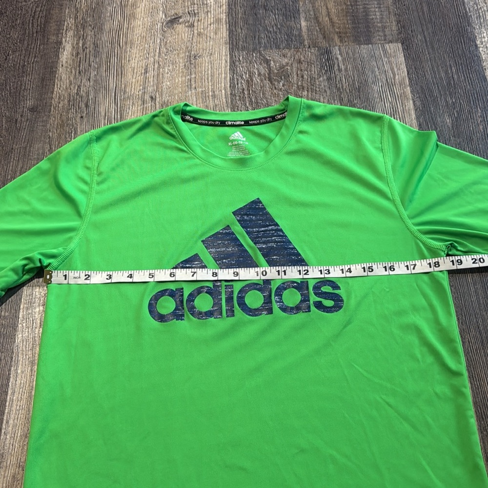ADIDAS Climalite Youth XL Neon Green Boys Shirt Performance Quick Dry Athletic - Picture 4 of 9